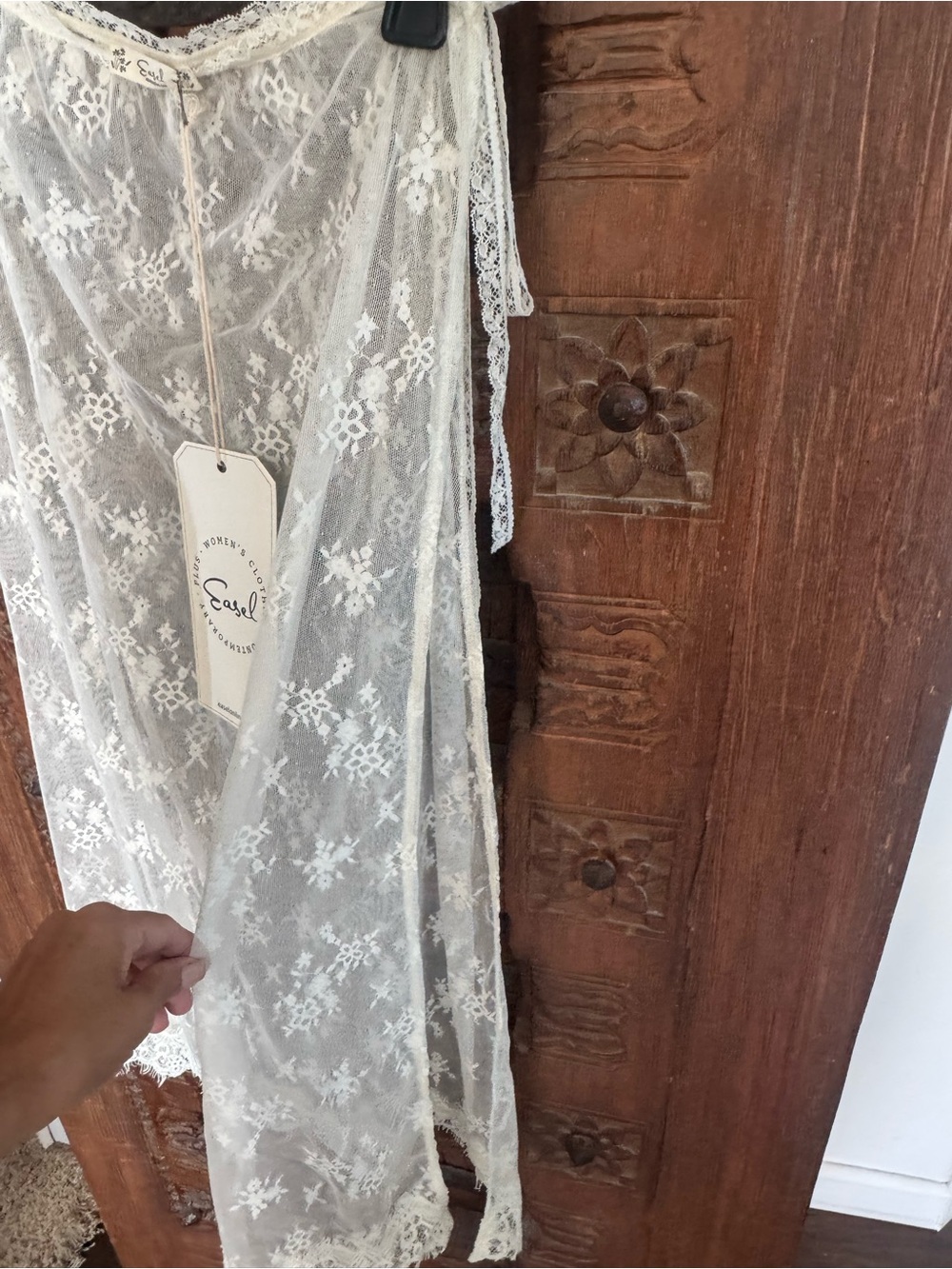 easel Sheer Lace Maxi Skirt in Ivory - Picture 2 of 4